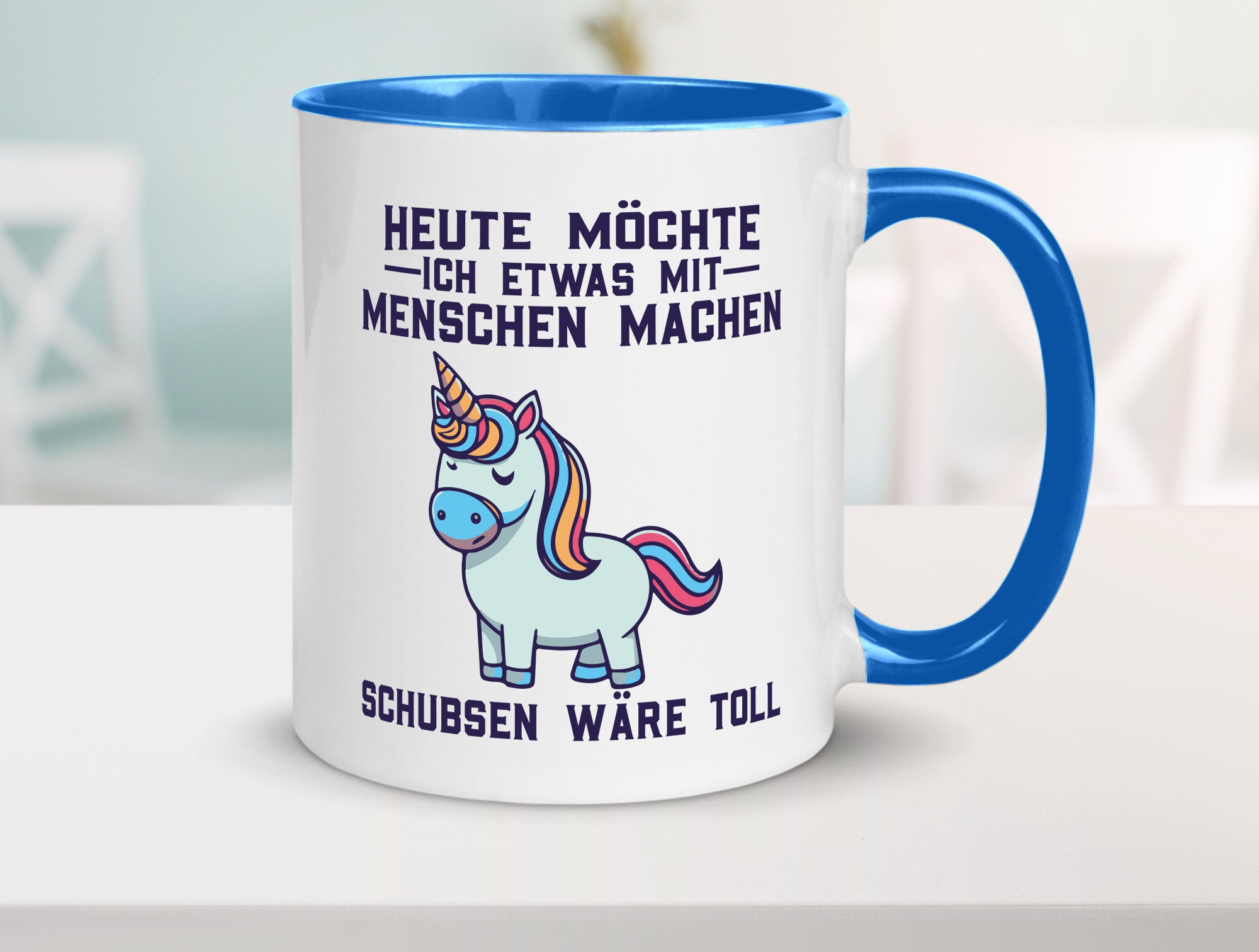 Heute möchte ich Menschen schubsen | Einhorn v2 Geschenk Humor Geschenkidee