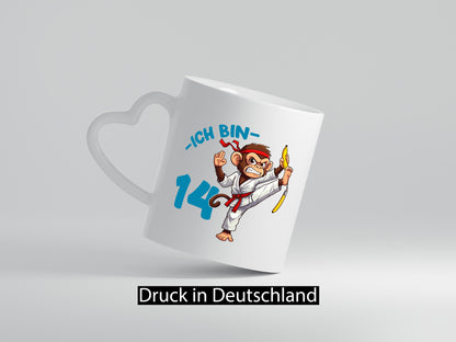 Ich bin 14 | 14. Geburtstag Karate Kampfsport Affe Humor Geschenkidee Tasse