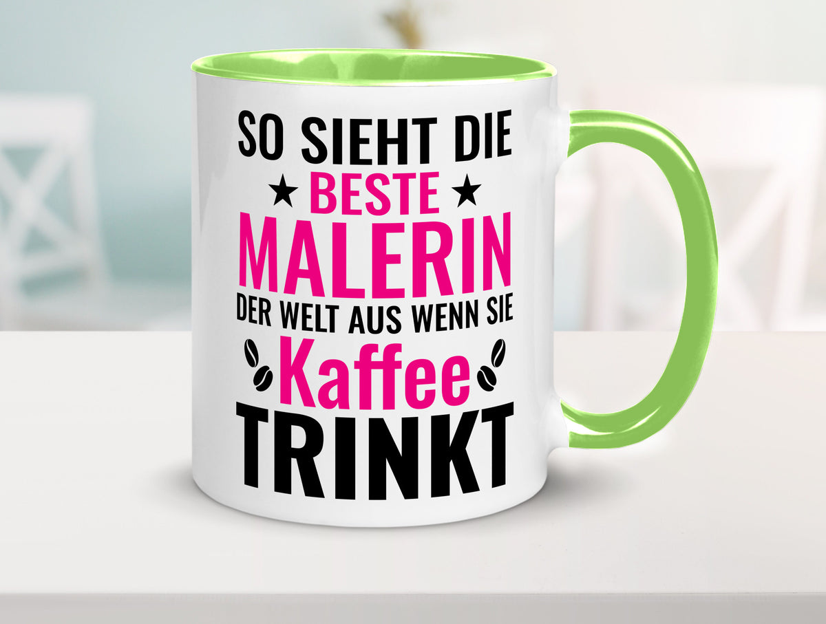 Kaffee trinkt: Malerin | Malerinnen lustiger Spruch Geschenk Humor Geschenkidee Tasse