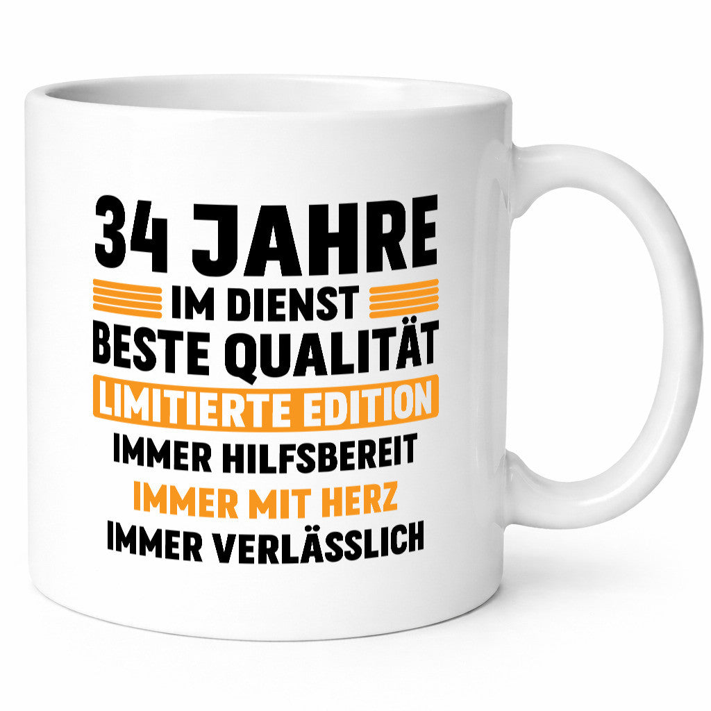 34 Jahre im Dienst | Jubiläum Arbeit v2 Humor Kollegen Büro Geschenkidee Tasse