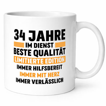 34 Jahre im Dienst | Jubiläum Arbeit v2 Humor Kollegen Büro Geschenkidee Tasse