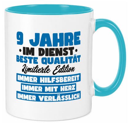 9 Jahre im Dienst | Jubiläum Arbeit v7 lustig Kollegen Büro Geschenk Tasse