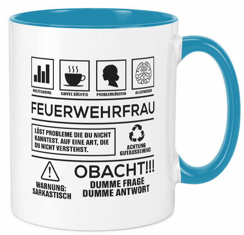 Achtung Probleme Feuerwehrfrau | Feuerwehr lustiger Spruch Geschenk Humor