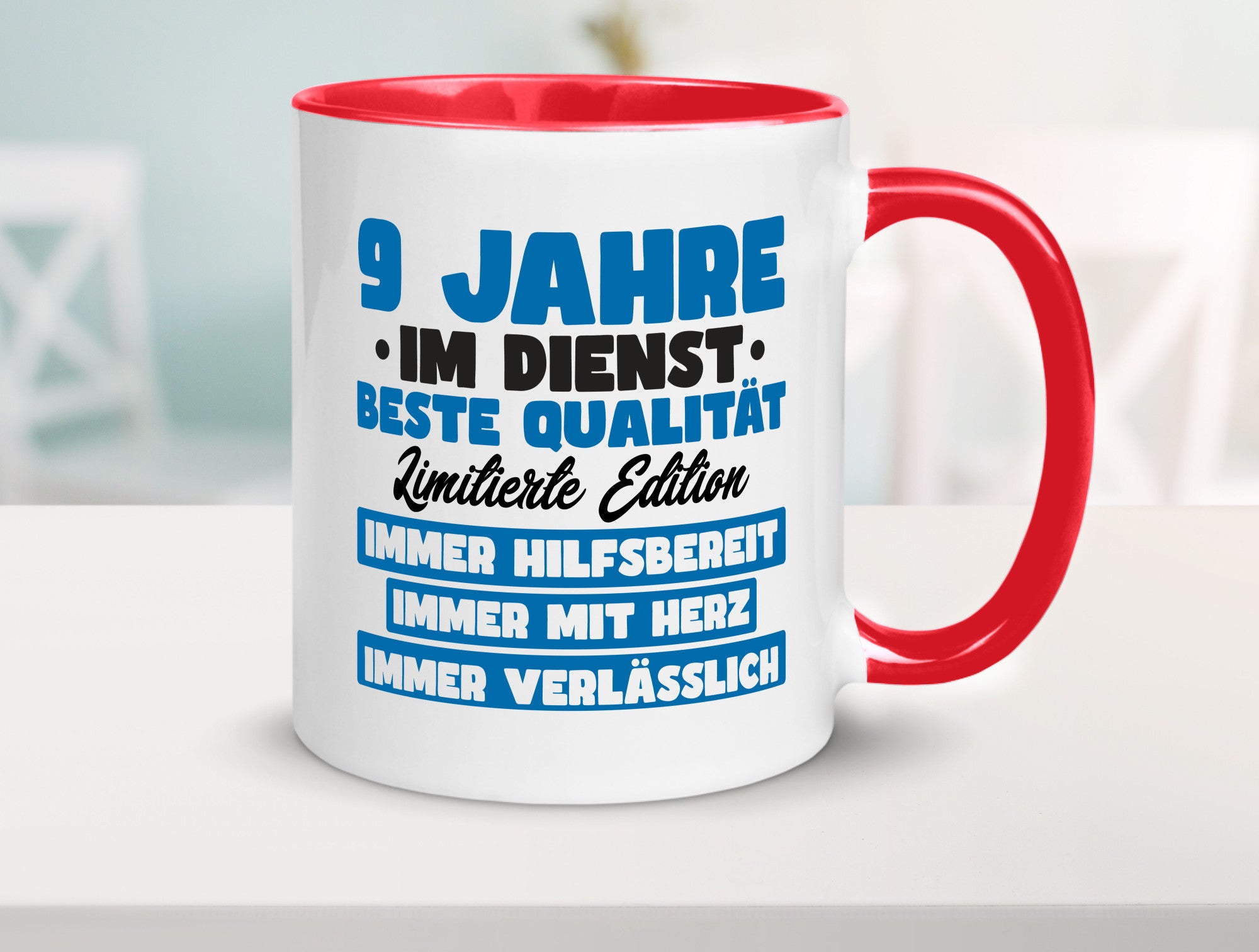 9 Jahre im Dienst | Jubiläum Arbeit v7 lustig Kollegen Büro Geschenk Tasse