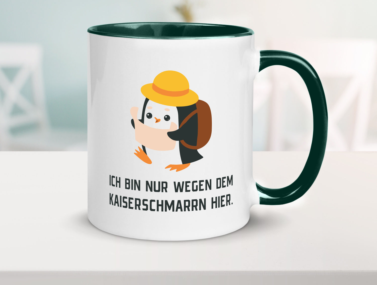 Ich bin nur wegen dem Kaiserschmarrn hier | Pinguin Geschenkidee Humor Tasse