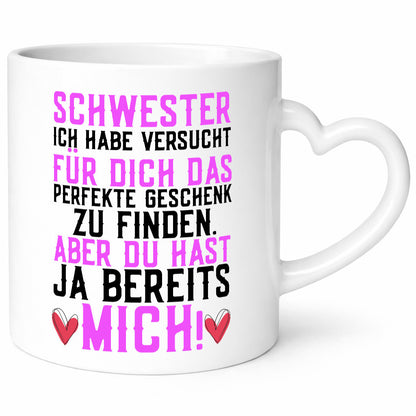 Beste Schwester | Herzen Humor Liebe Verbundenheit Geschenk Geschenkidee Tasse