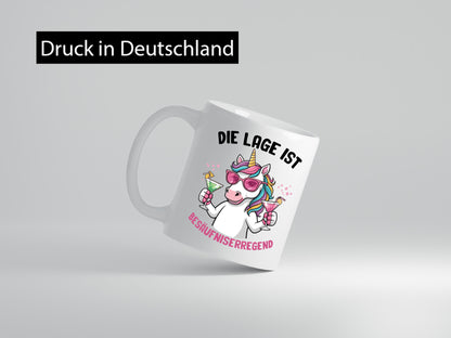 Die lage ist Besäufniserregend | Bier Einhorn Geschenkidee Humor Tasse