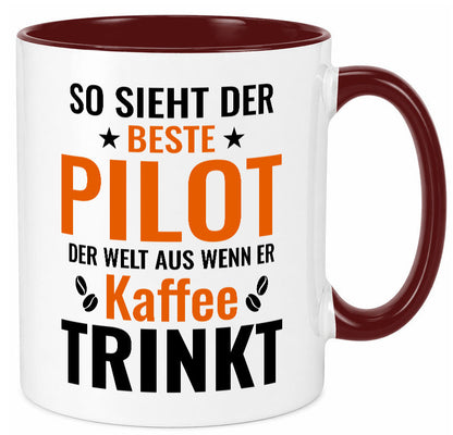 Kaffee trinkt: Pilot | Flugzeug Piloten lustiger Spruch Geschenk Humor