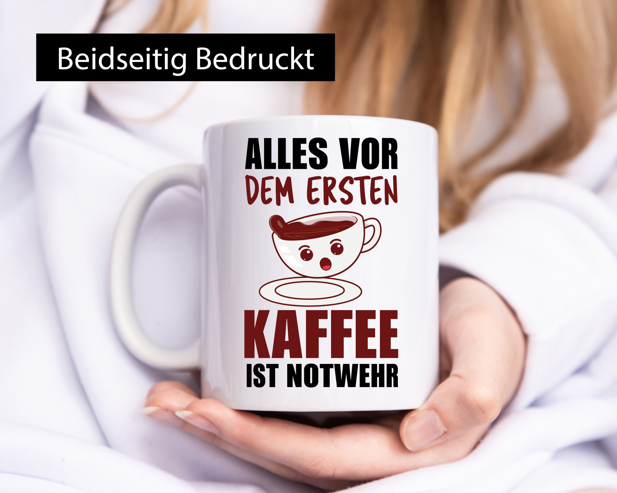 Erster Kaffee? Notwehr Geschenkidee Humor Tasse