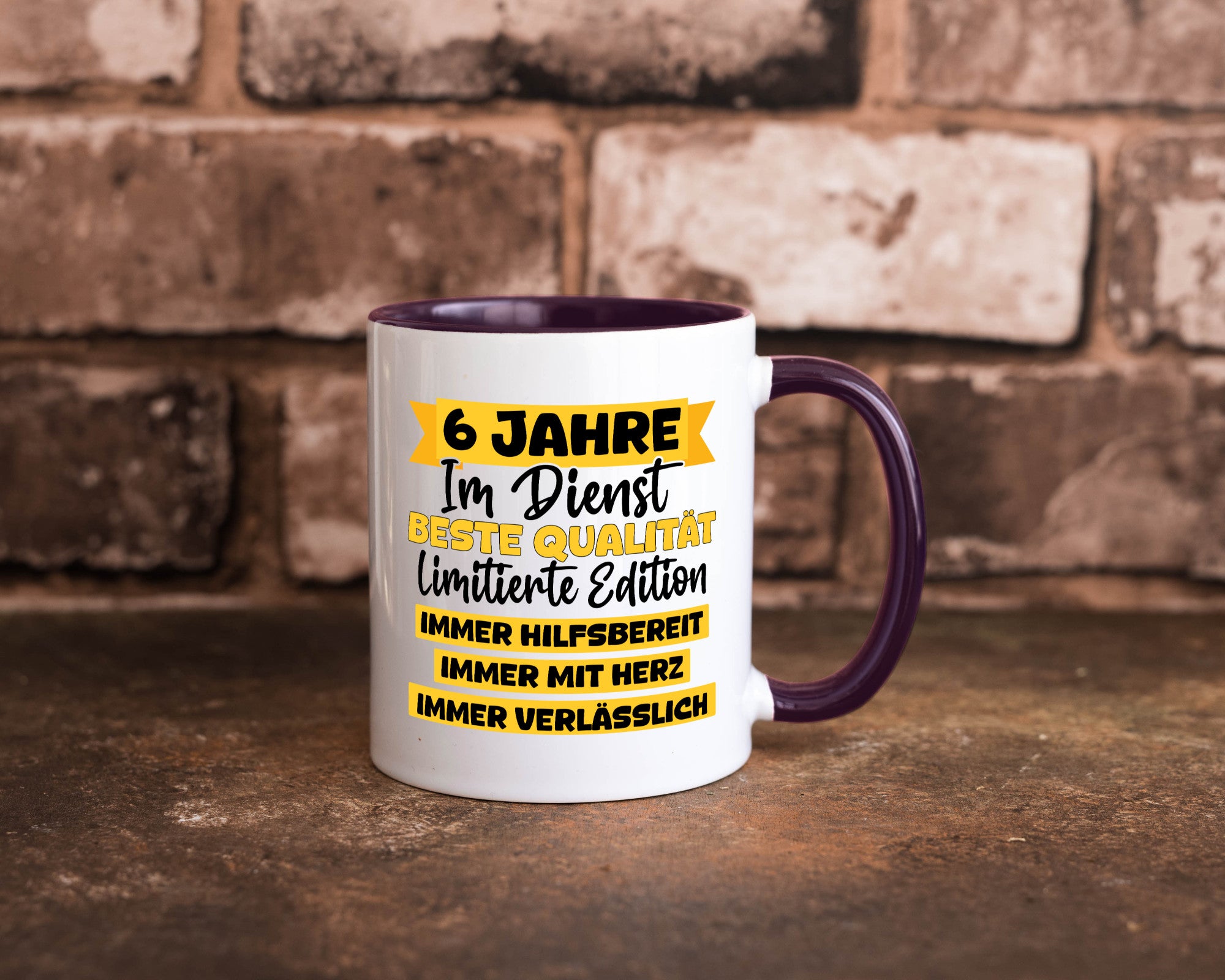 6 Jahre im Dienst | Jubiläum Arbeit v8 Geschenkidee Kollegen Büro Humor Tasse