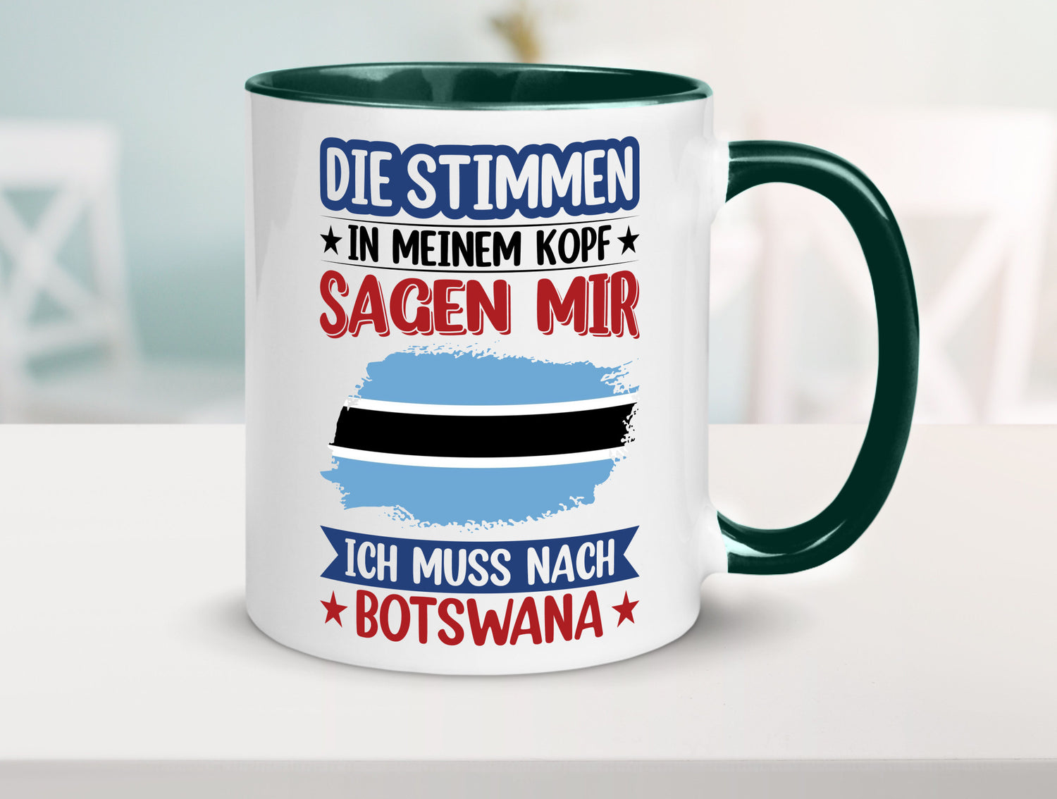 Botswana | Urlaub Stimmen in meinem Kopf Traumland Geschenkidee Humor Tasse