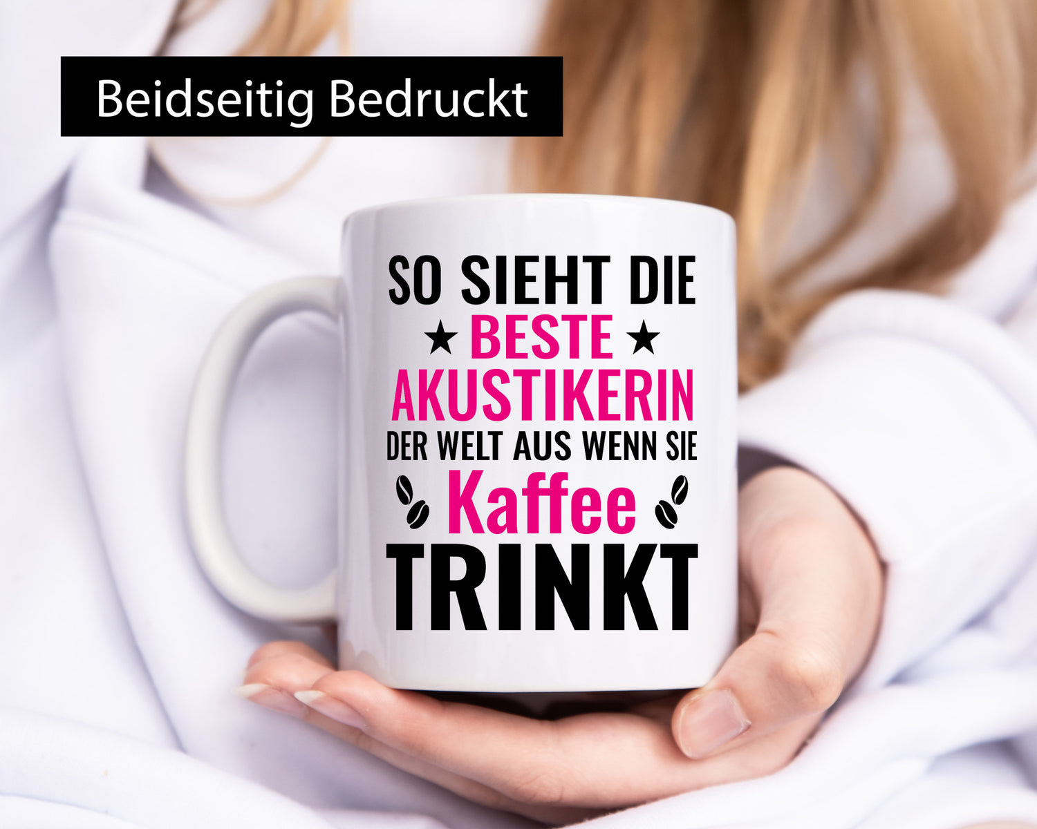 Kaffee trinkt: Akustikerin | Akustik Hörgeräteakustik Geschenkidee Humor Tasse
