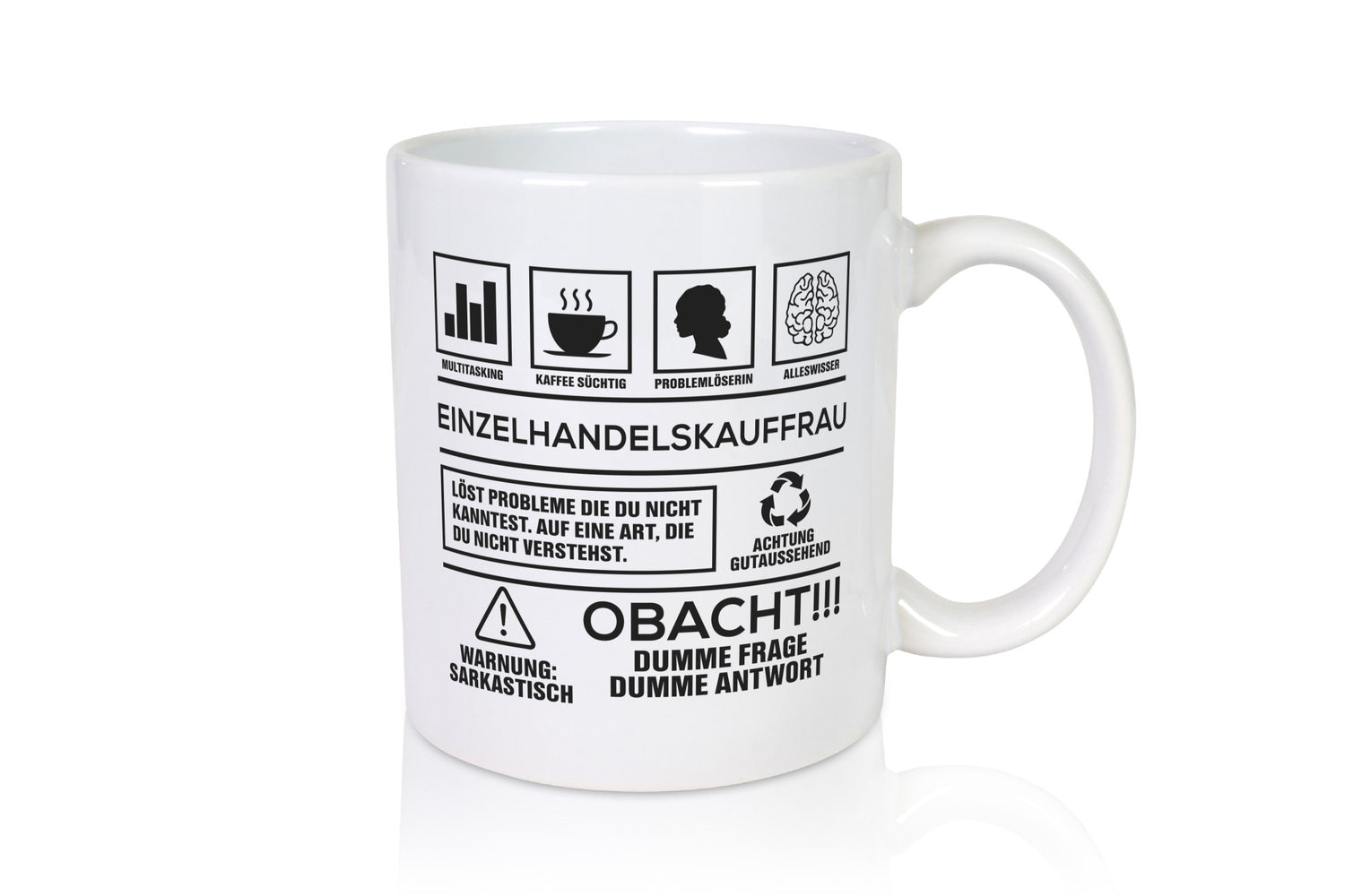 Achtung Probleme Einzelhandelskauffrau | Einzelhandel Geschenkidee Humor Tasse