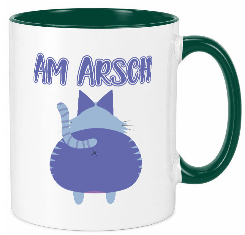 Am Arsch | Katzenmotiv Tasse Kollege Katzenbesitzer Geschenkidee Arbeit