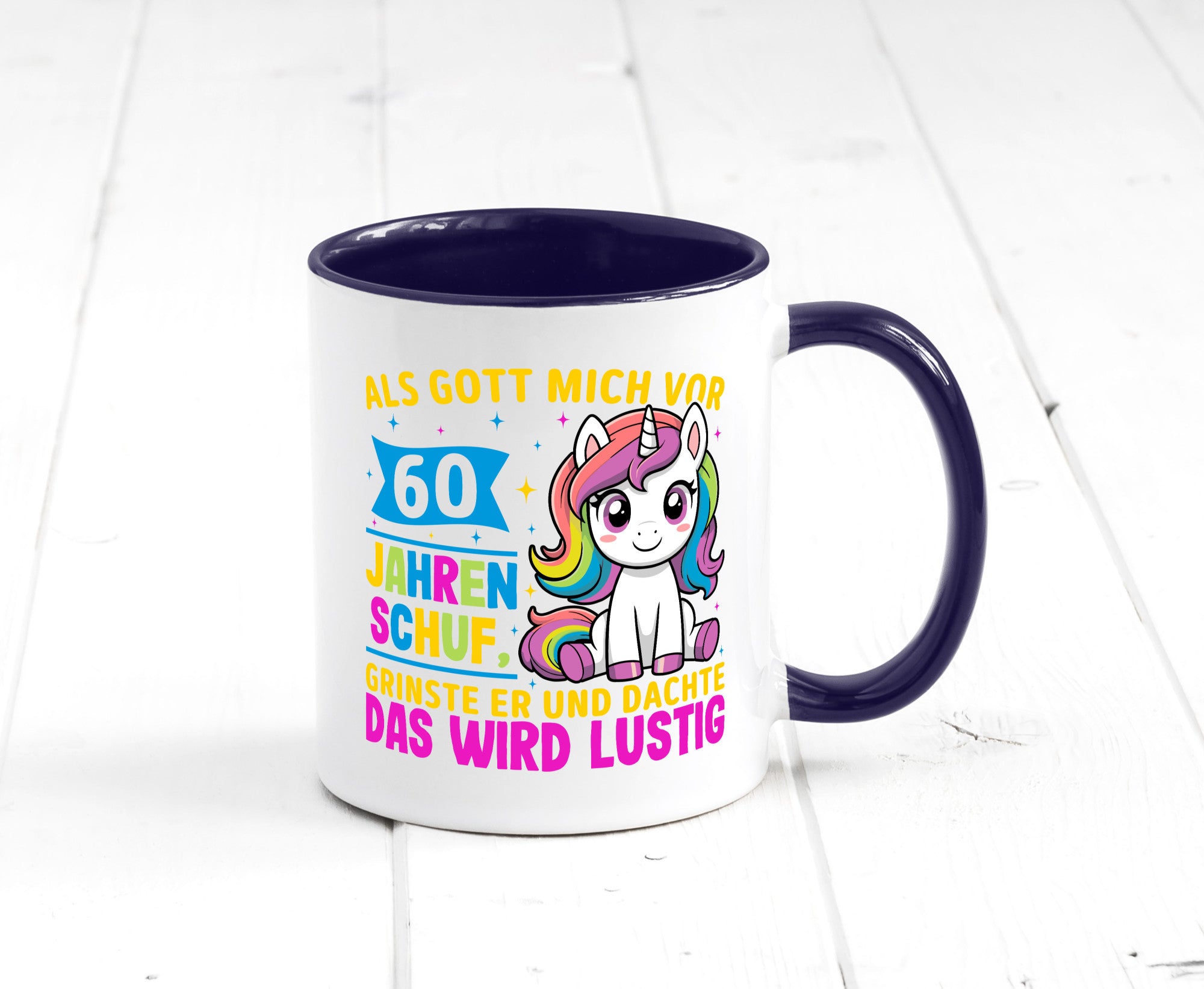 60. Geburtstag | Als Gott mich schuf 40 Jahre Geschenkidee Humor Tasse