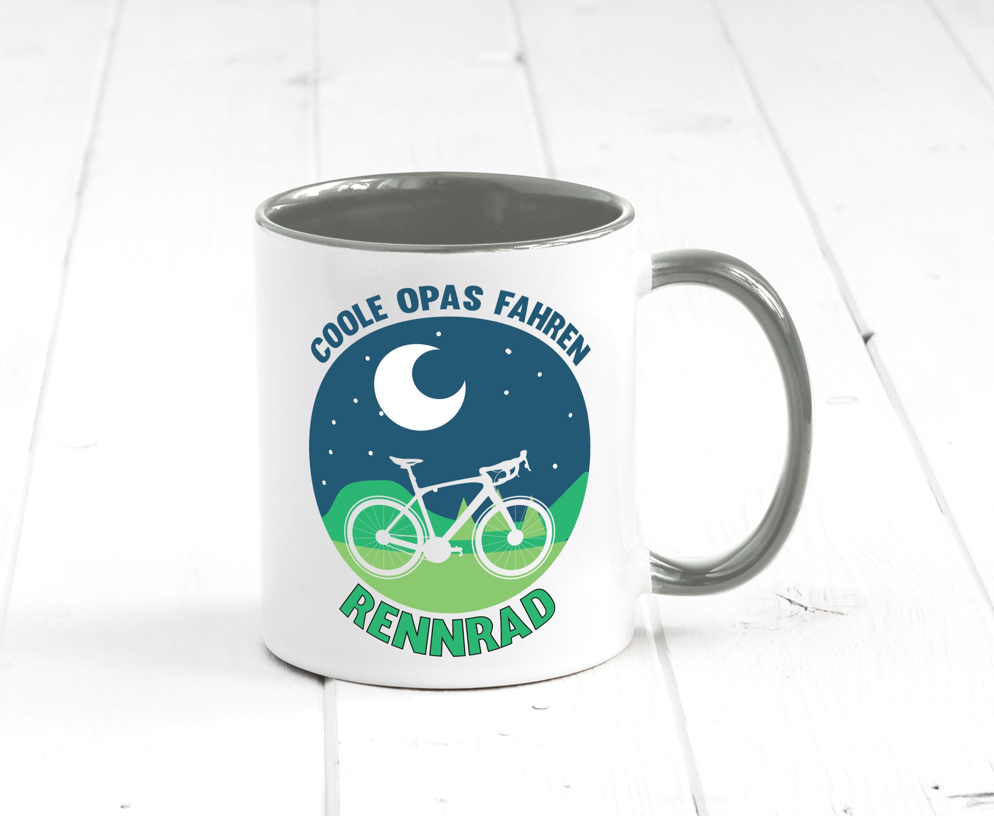 Coole Opas fahren Rennrad | Mond Landschaft Geschenk Familie Geschenkidee