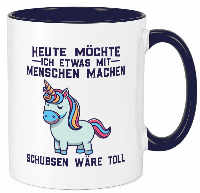 Heute möchte ich Menschen schubsen | Einhorn v2 Geschenk Humor Geschenkidee