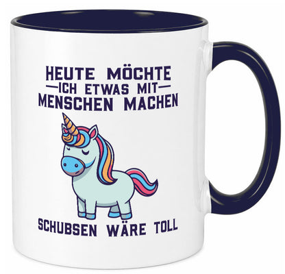 Heute möchte ich Menschen schubsen | Einhorn v2 Geschenk Humor Geschenkidee