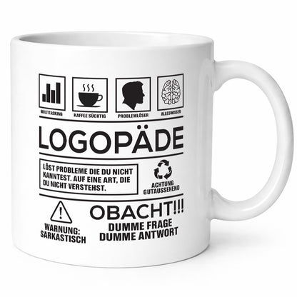 Achtung Probleme Logopäde | Sprachtherapie Humor Geschenkidee Tasse