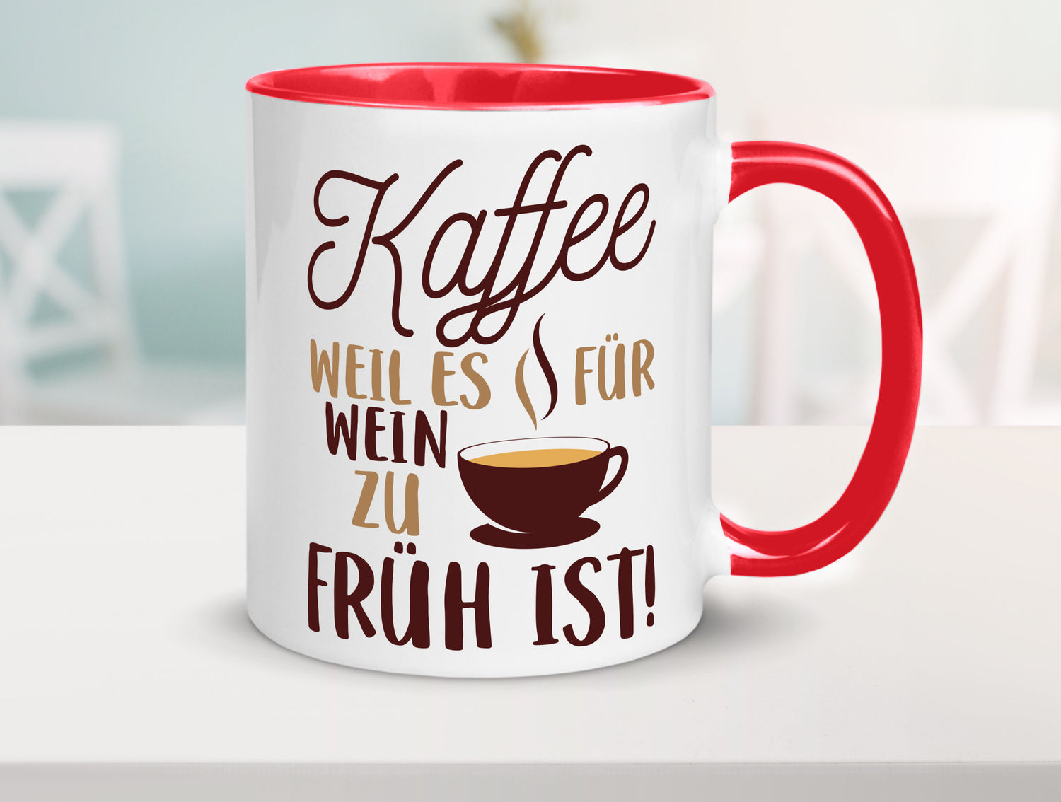 Weil es für Wein zu früh ist | Kaffeetrinker Herzschlag Humor Geschenkidee Tasse