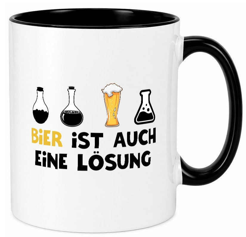 Bier ist auch eine Lösung | Bierliebhaber Biertrinker Geschenk Humor Tasse
