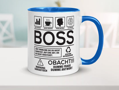 Achtung Probleme Boss | Führungskraft Vorgesetzter lustig Humor Geschenkidee Tasse