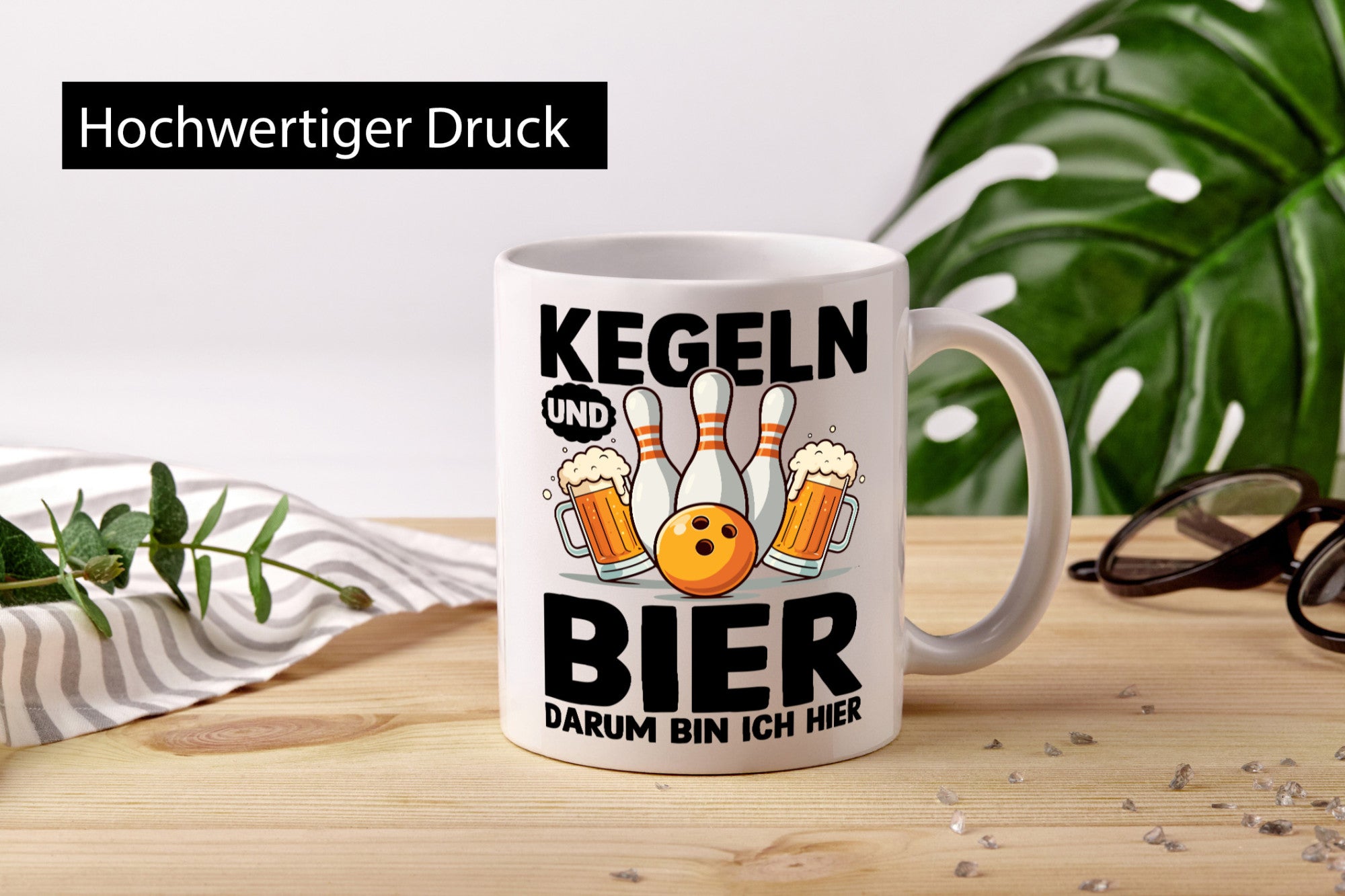 Kegeln und Bier darum bin ich hier | Bowling lustig Humor Geschenkidee Geschenk
