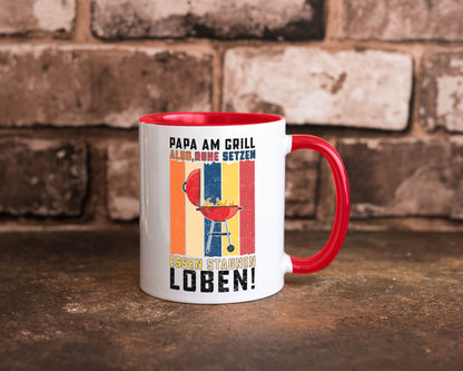 Papa am Grill | Grillmeister BBQ Grillabend v2 Geschenkidee Humor Tasse