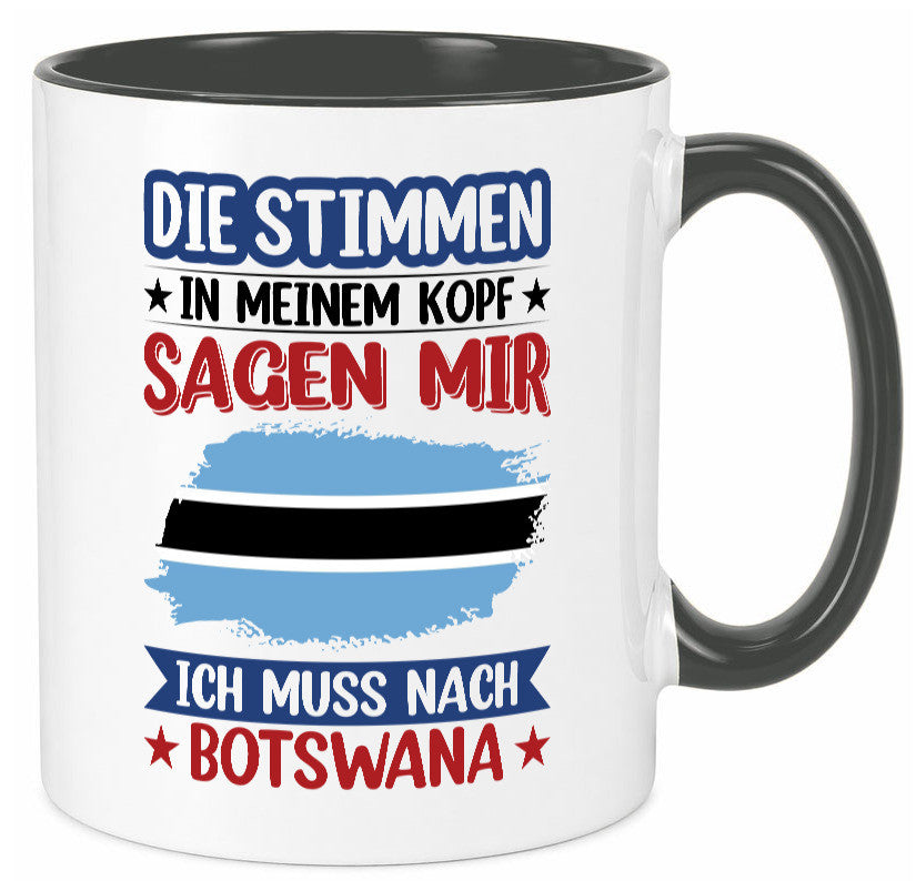 Botswana | Urlaub Stimmen in meinem Kopf Traumland Geschenkidee Humor Tasse