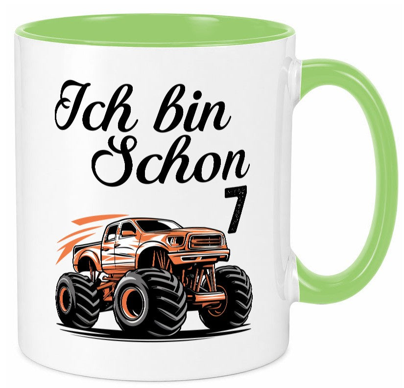 7. Geburtstag | Monster truck 7 Jahre lustiger Spruch Geschenk Geschenkidee Tasse