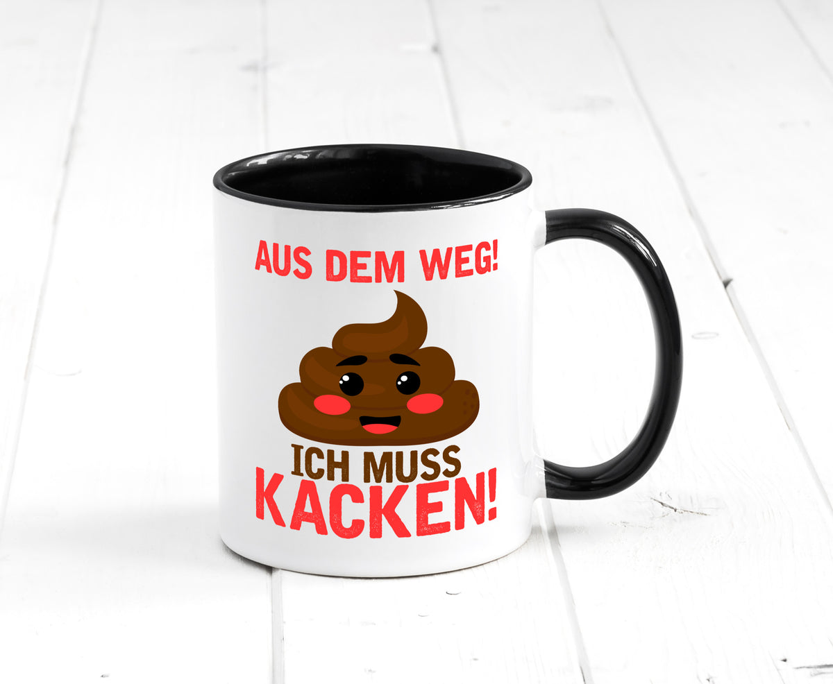Aus dem weg ich muss kacken | Toiletten Spruch Pupsen Geschenkidee Humor Tasse