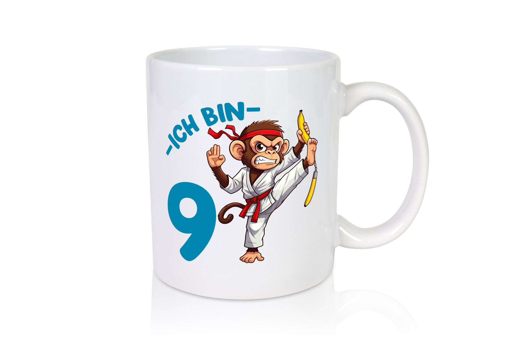 Ich bin 9 | 9. Geburtstag Karate Kampfsport Affe Geschenkidee Humor Tasse
