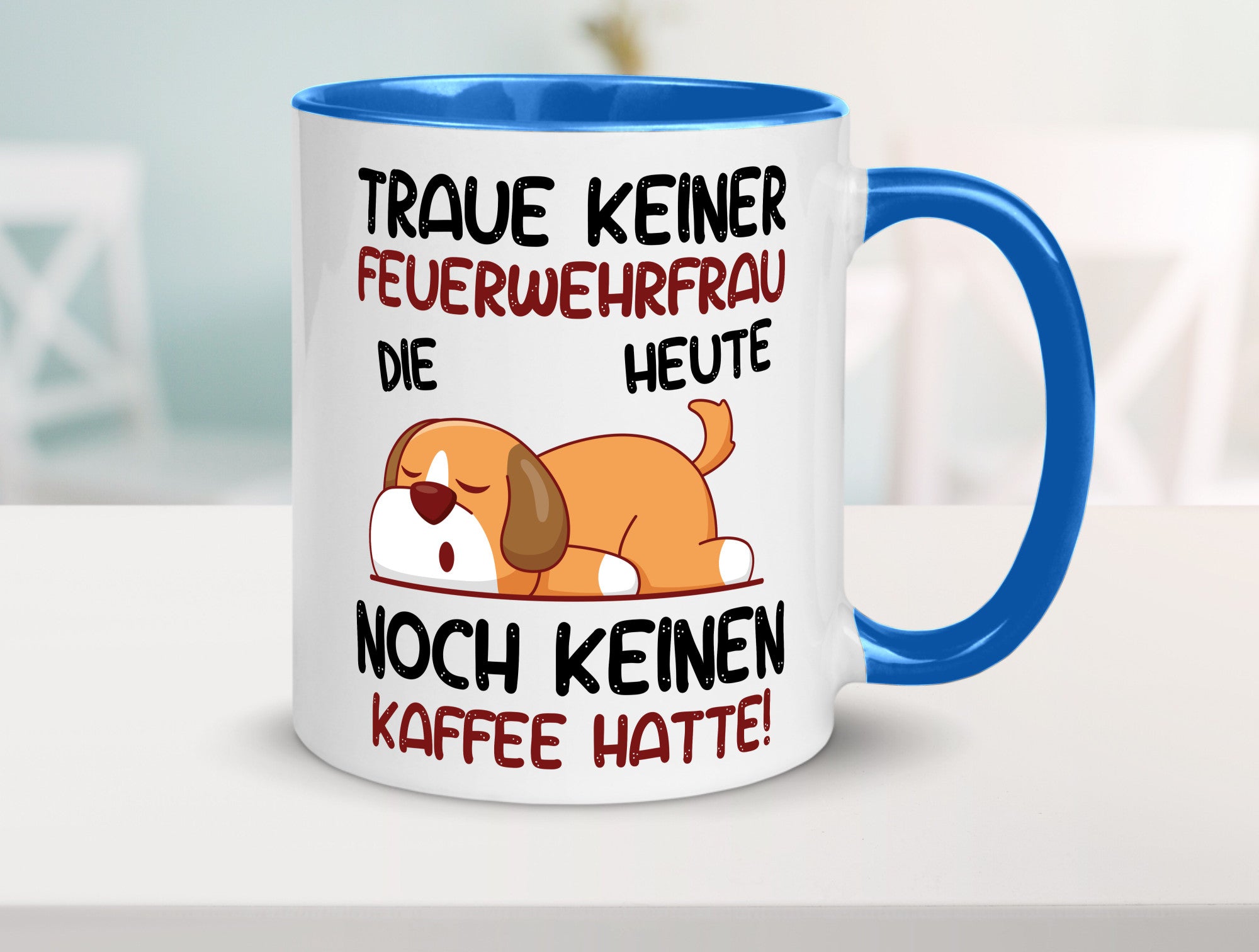 Traue keiner Feuerwehrfrau | Feuerwehr lustig Humor Geschenkidee Geschenk Tasse