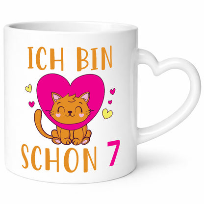 Ich bin schon 7 | Katze Herzchen Geschenkidee Tierliebhaber Humor Tasse