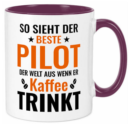Kaffee trinkt: Pilot | Flugzeug Piloten lustiger Spruch Geschenk Humor