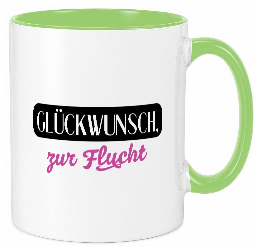 Glückwunsch zur Flucht | Kollegen Jobwechsel Abschied v2 Geschenk Arbeit Büro Tasse