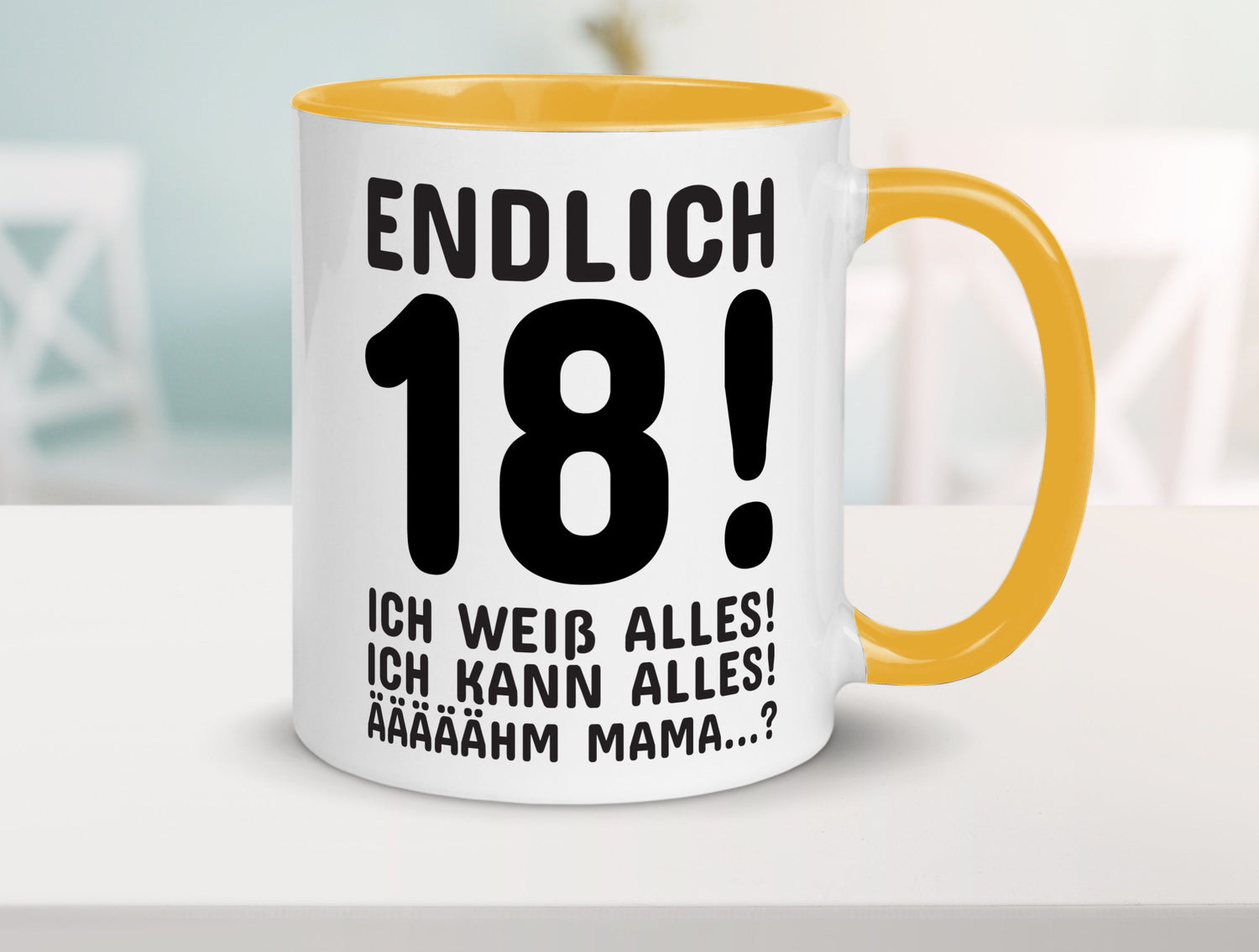 Endlich 18 | Geburtstag Tasse volljährig Erwachsen lustig Geschenkidee Geschenk