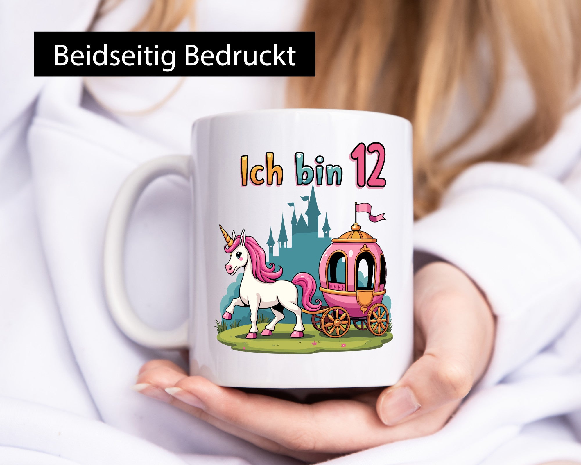 12. Geburtstag | Prinzessin in Kutsche Einhorn Geschenkidee Humor Tasse