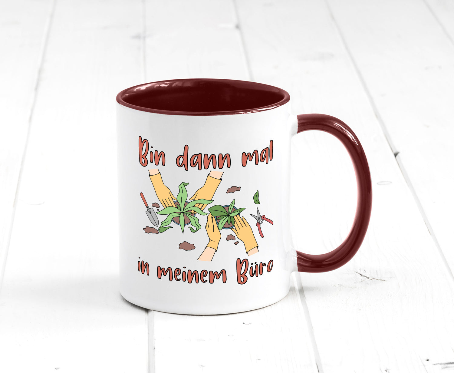 Bin im Büro | Gartenarbeit Pflanzen Humor Witz Geschenkidee Arbeit Kollegen