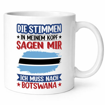 Botswana | Urlaub Stimmen in meinem Kopf Traumland Geschenkidee Humor Tasse