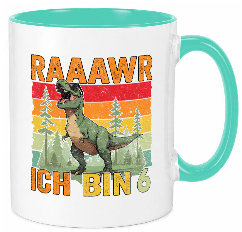 6. Geburtstag | 6 Jahre rarrrr ich bin Dinosaurier Humor Geschenkidee Tasse