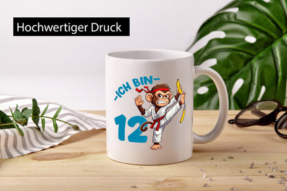 Ich bin 12 | 12. Geburtstag Karate Kampfsport Affe Geschenkidee Humor Tasse