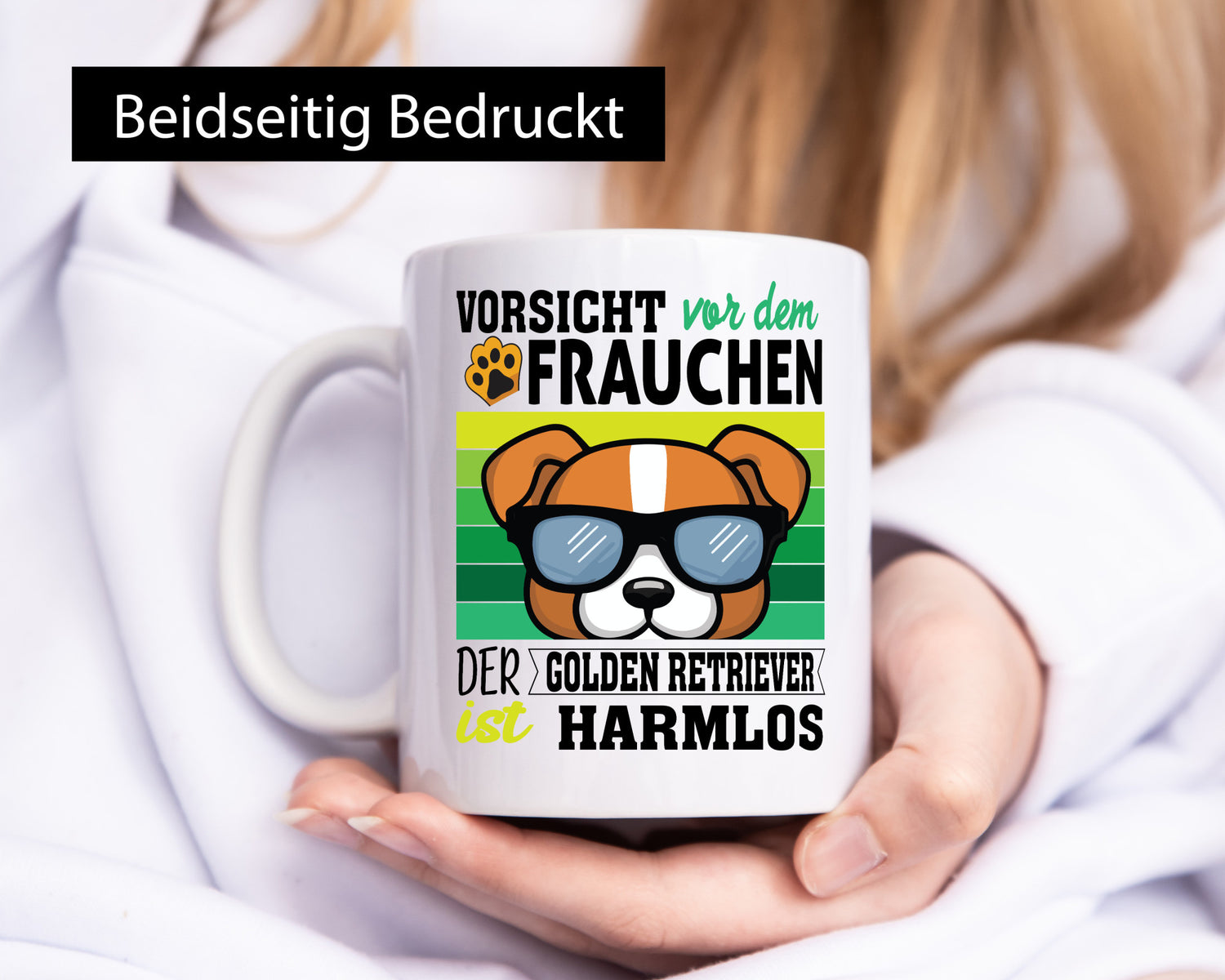 Vorsicht vor dem Frauchen Golden Retriever ist Harmlos lustiger Spruch Geschenk