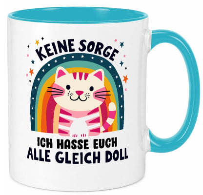 Ich hasse euch alle gleich doll | Katze Sarkasmus lustig Tierliebhaber Humor Tasse