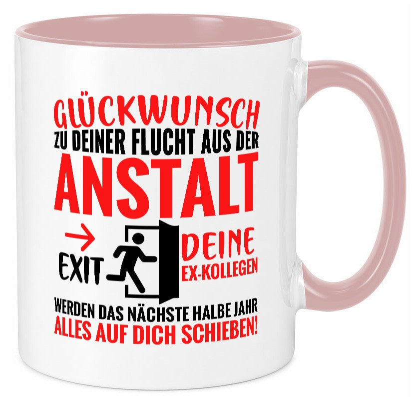 Glückwunsch zur Flucht | Abschied Arbeitskollegen Humor Arbeit Kollegen Büro Tasse