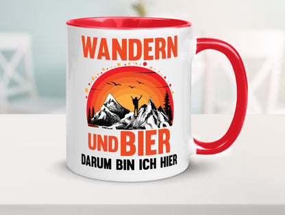 Wandern und Bier darum bin ich hier | lustiger Spruch Geschenk Humor