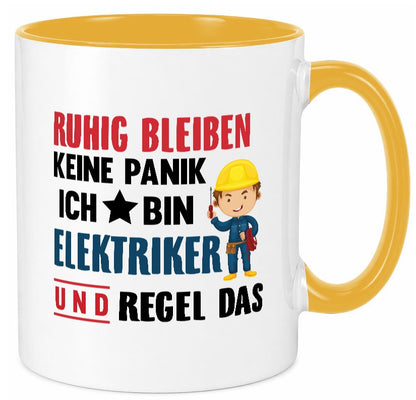 Ruhig bleiben keine Panik ich bin elektriker und regel das Humor Geschenkidee Tasse