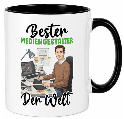 Bester Mediengestalter | Medien v2 Geschenk Humor Geschenkidee lustiger Spruch Tasse