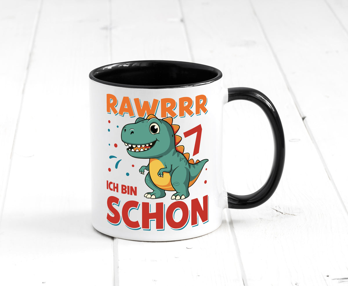 7. Geburtstag | 7 Jahre Raw ich bin schon T-Rex Geschenk Geschenkidee lustiger Tasse