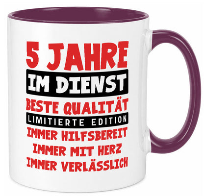 5 Jahre im Dienst | Jubiläum Arbeit v9 Geschenk Kollegen Büro lustiger Spruch Tasse